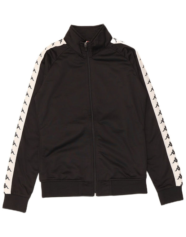 Kappa Womens Graphic Tracksuit Top Jacket UK 16 Large Black Colourblock