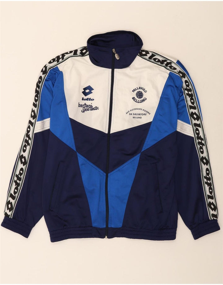 LOTTO Mens Graphic Tracksuit Top Jacket UK 42/44 XL Navy Blue Colourblock