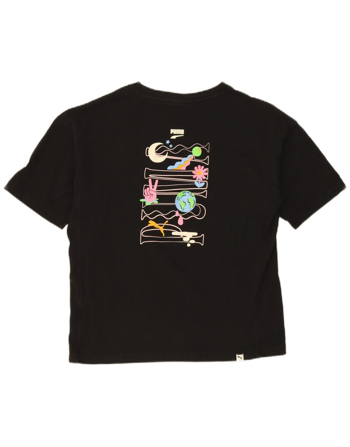 PUMA Womens Graphic T-Shirt Top UK 14 Medium Black