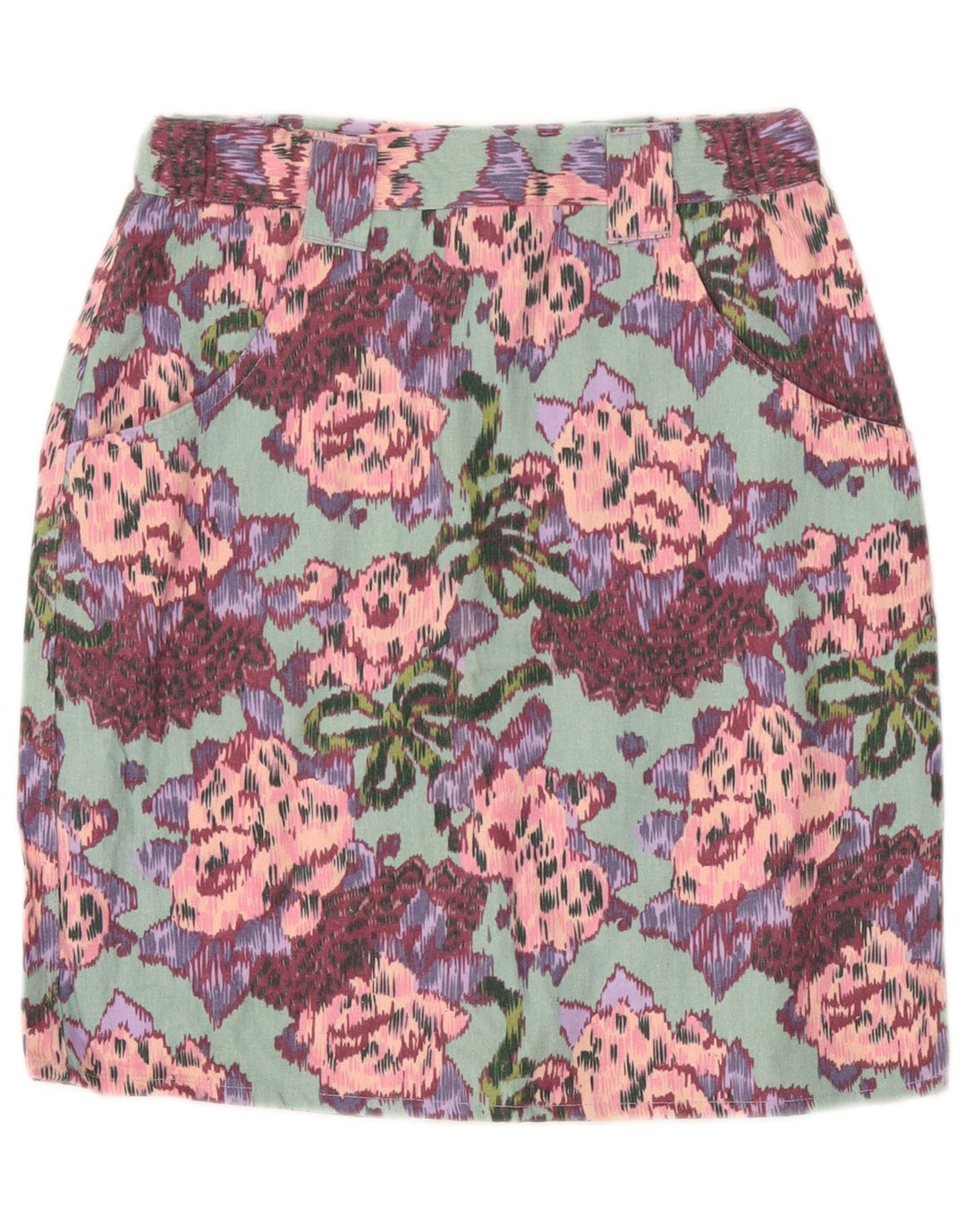 VINTAGE Womens Pencil Skirt W26 Small Turquoise Floral