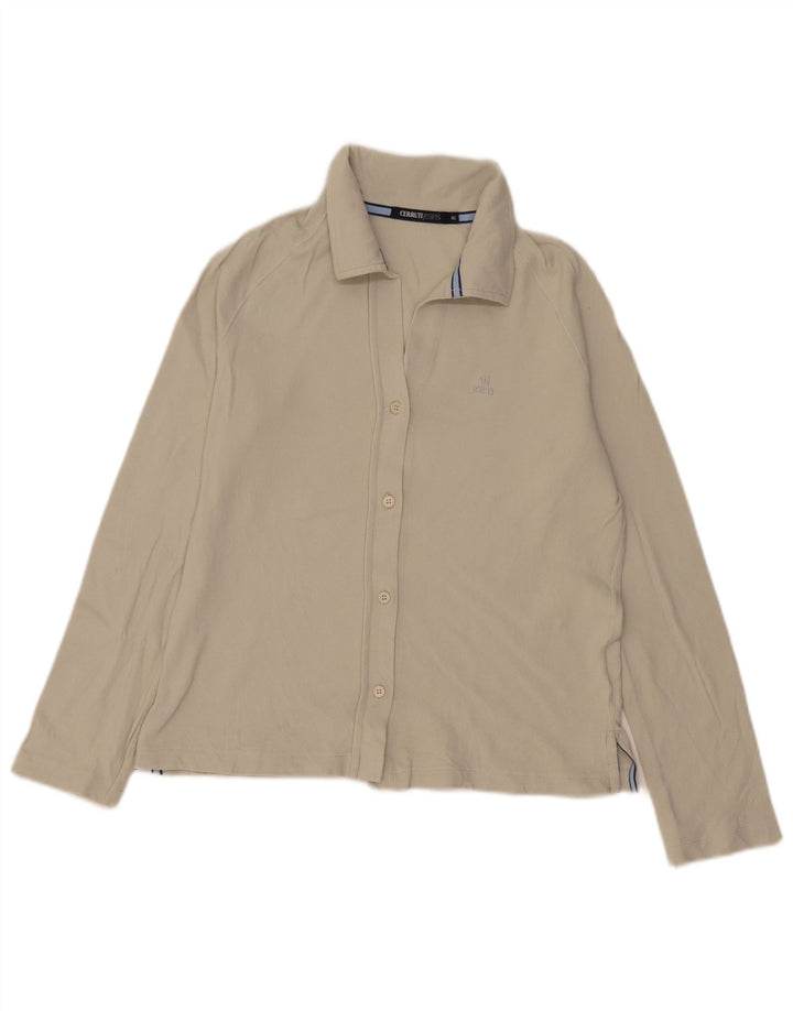 Cerruti Womens Shirt Blouse UK 14 Medium Grey Cotton