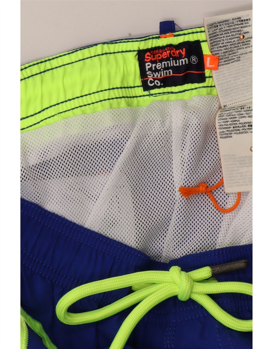 SUPERDRY Mens Graphic Swimming Shorts Large  Blue Polyester