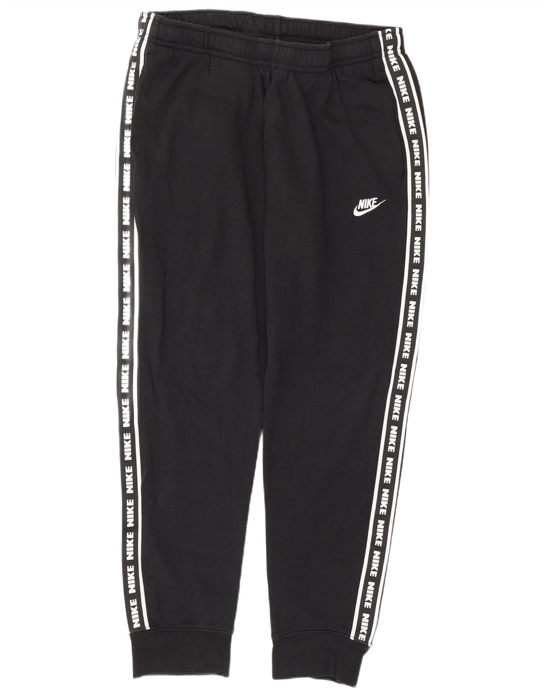 NIKE Womens Graphic Tracksuit Trousers Joggers UK 16 Large  Black Cotton