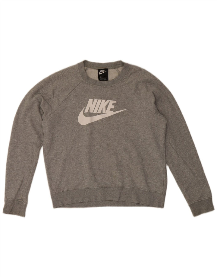 Nike Womens Graphic Sweatshirt Jumper UK 14 Medium Grey Cotton