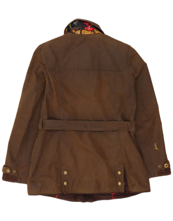 Joules Womens Waxed Cotton Jacket UK 10 Small Brown Cotton