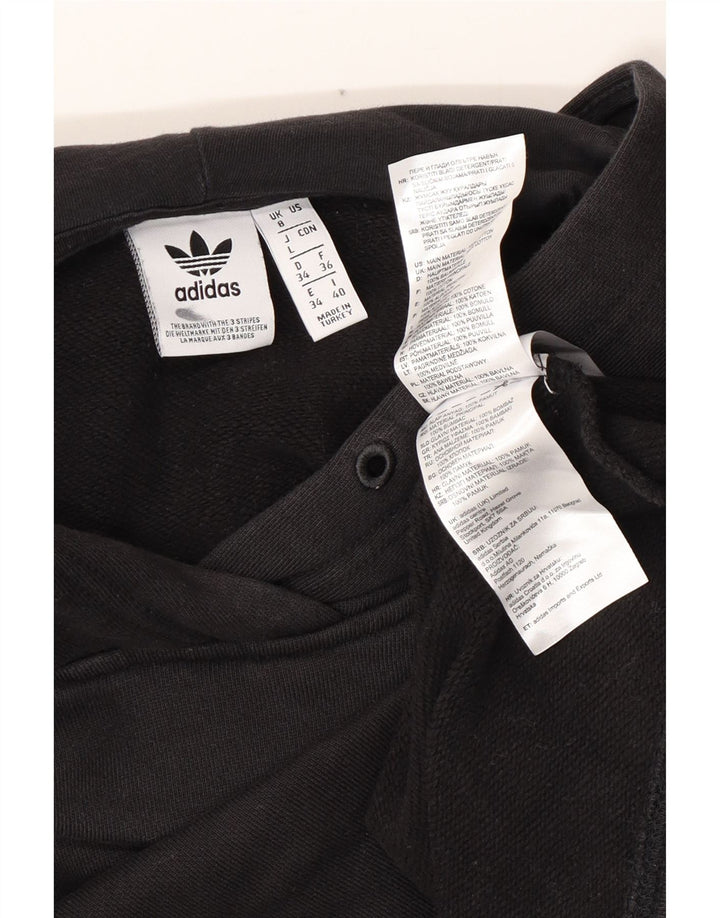 ADIDAS Womens Oversized Crop Hoodie Jumper UK 8 Small Black Cotton