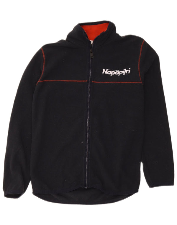 Napapijri Boys Graphic Fleece Jacket 13-14 Years Black Polyester