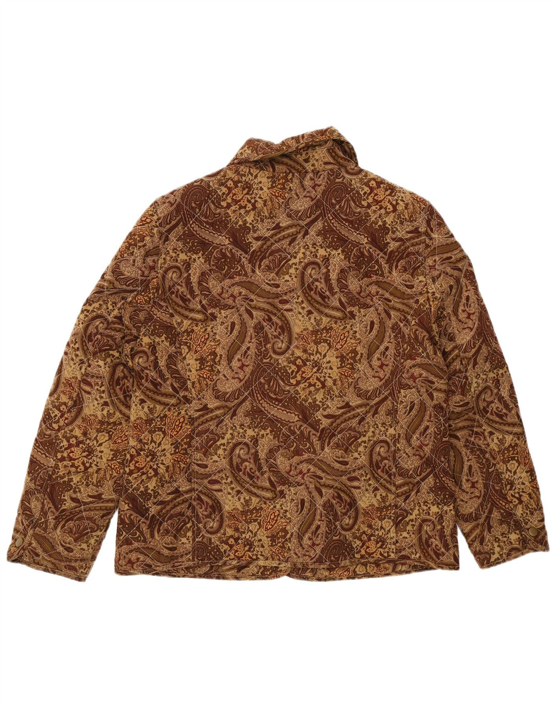 VINTAGE Womens Quilted Jacket UK 16 Large Brown Paisley Viscose