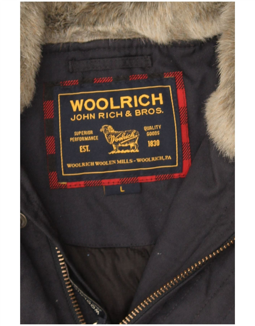 Woolrich Mens Hooded Bomber Jacket UK 40 Large Navy Blue