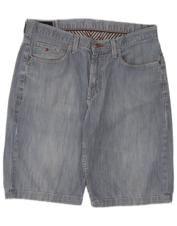 Tommy Hilfiger Mens Denim Shorts W34 Large Blue Striped Cotton
