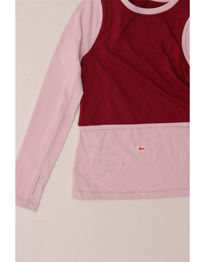 NIKE Girls Top Long Sleeve 10-11 Years Medium Pink Colourblock Polyester Vintage Nike and Second-Hand Nike from Messina Hembry 