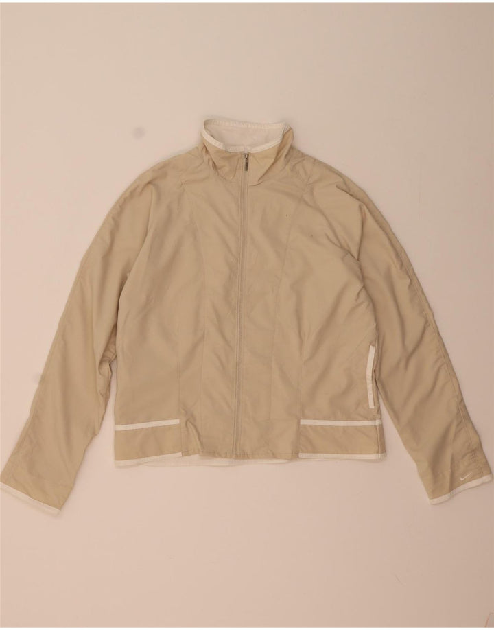 Nike Womens Tracksuit Top Jacket US 12/14 Large Beige Polyester