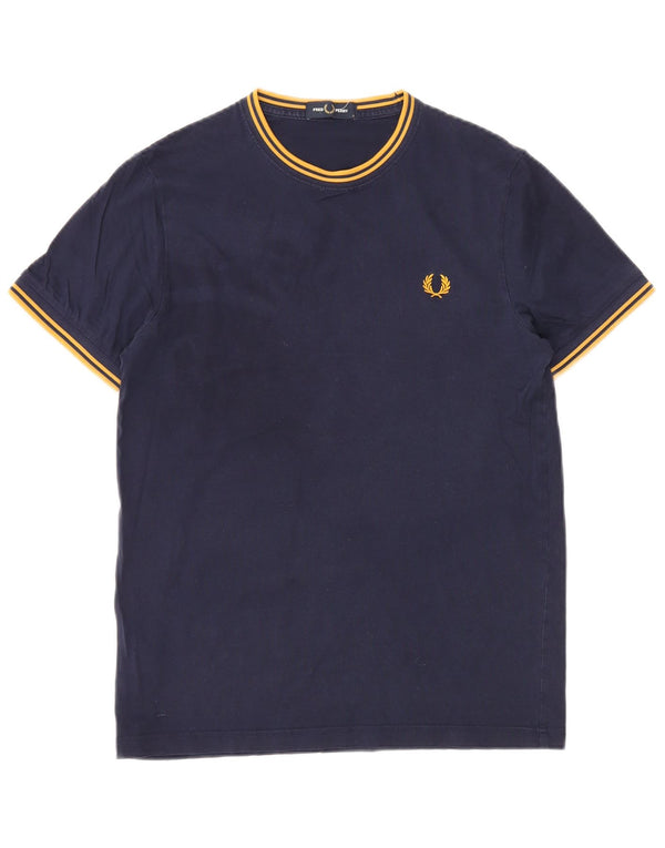 Fred Perry Mens T-Shirt Top Small Navy Blue Cotton