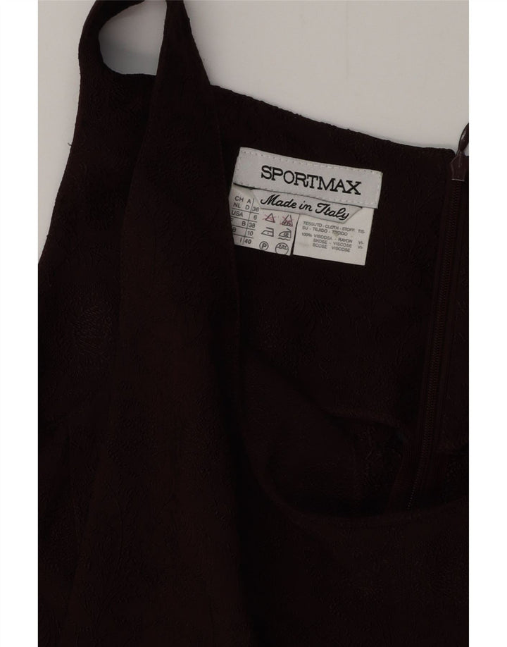 SPORTMAX Womens Sleeveless Bodycon Dress UK 10 Small Burgundy Floral