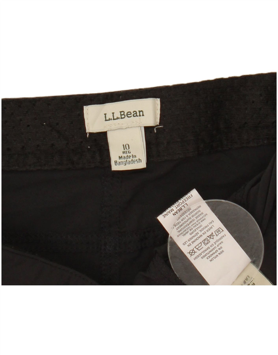 L.L.Bean Womens Cargo Shorts US 10 Large W32 Black Nylon