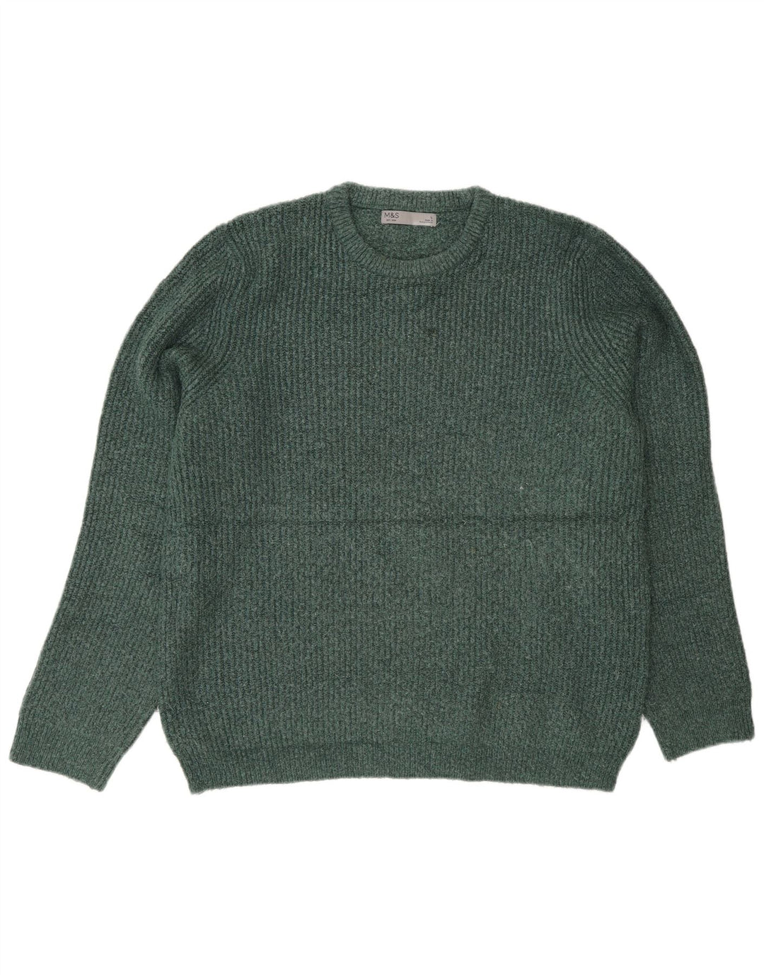Marks & Spencer Mens Crew Neck Jumper Sweater Large Green Acrylic