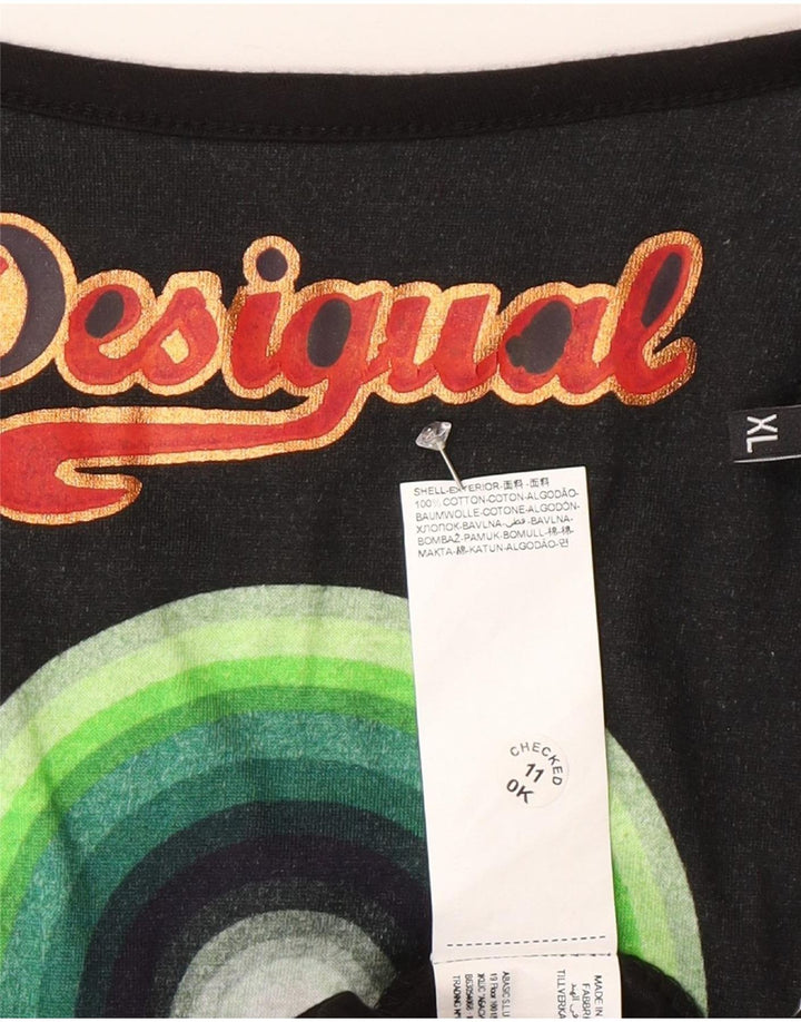 Desigual Womens Abstract Pattern Graphic Empire Dress XL Black Modern