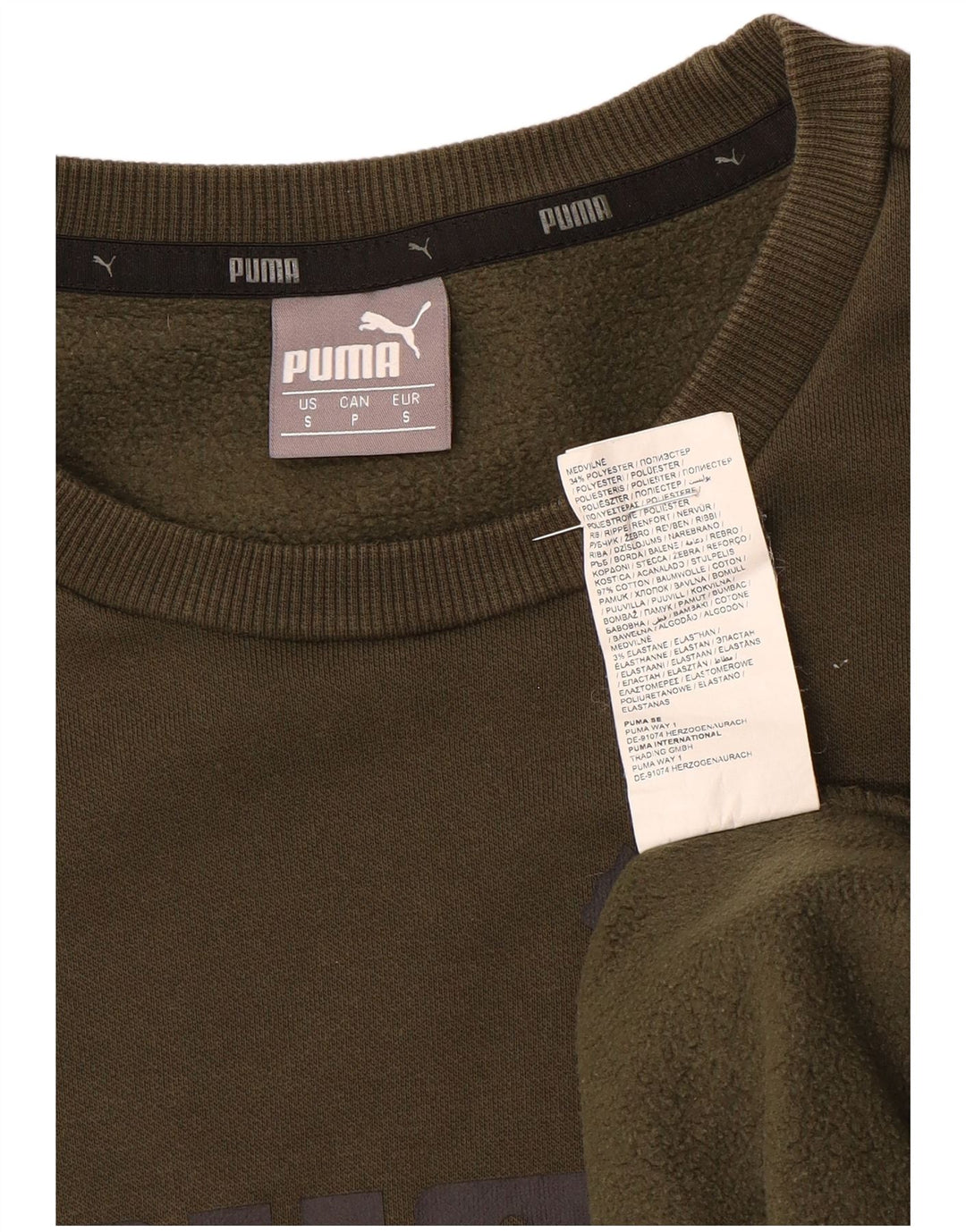 Puma Mens Graphic Sweatshirt Jumper Small Khaki Cotton