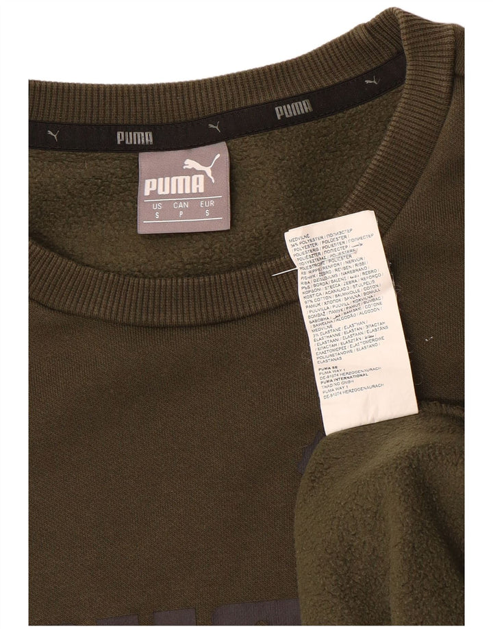 Puma Mens Graphic Sweatshirt Jumper Small Khaki Cotton