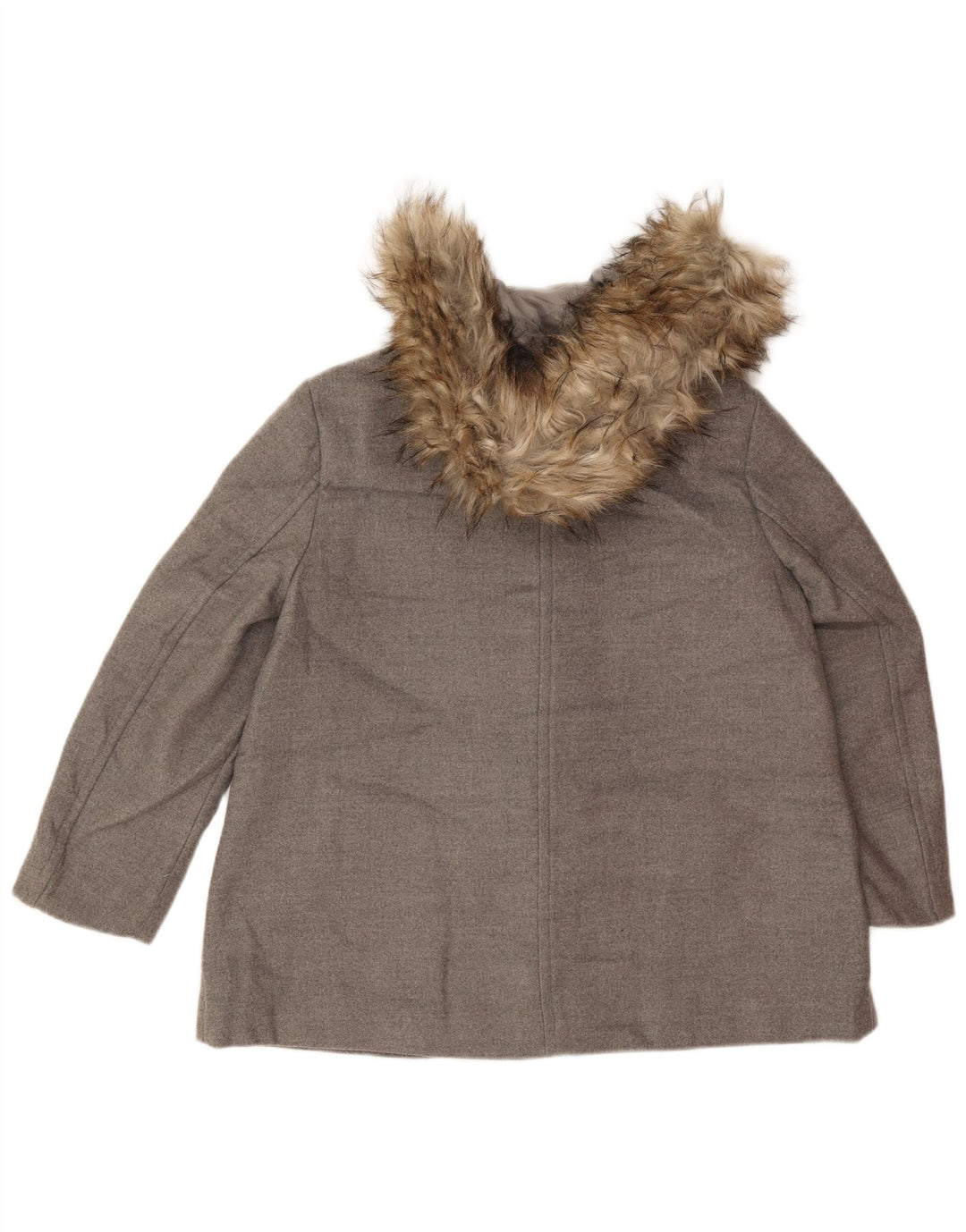 Zara Womens Hooded Overcoat UK 14 Medium Grey Viscose
