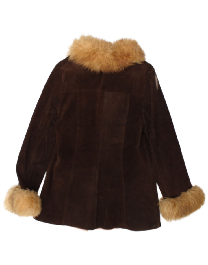 Vintage Womens Suede Jacket UK 12 Medium Brown