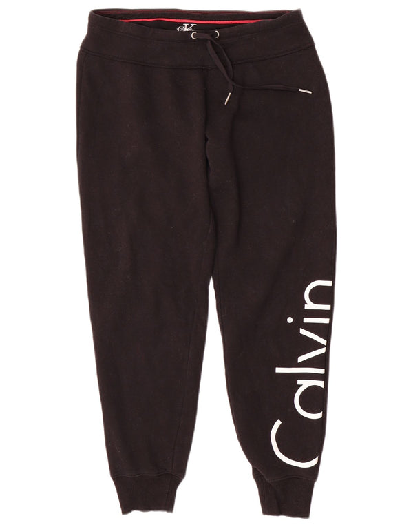CALVIN KLEIN Womens Graphic Tracksuit Trousers Joggers UK 10 Small  Black