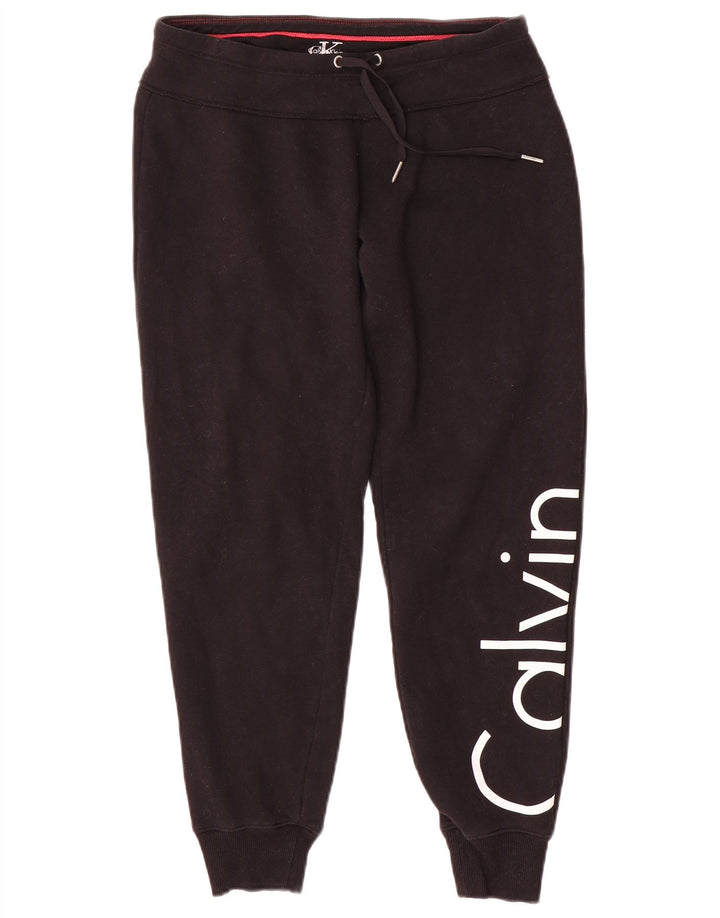 CALVIN KLEIN Womens Graphic Tracksuit Trousers Joggers UK 10 Small  Black