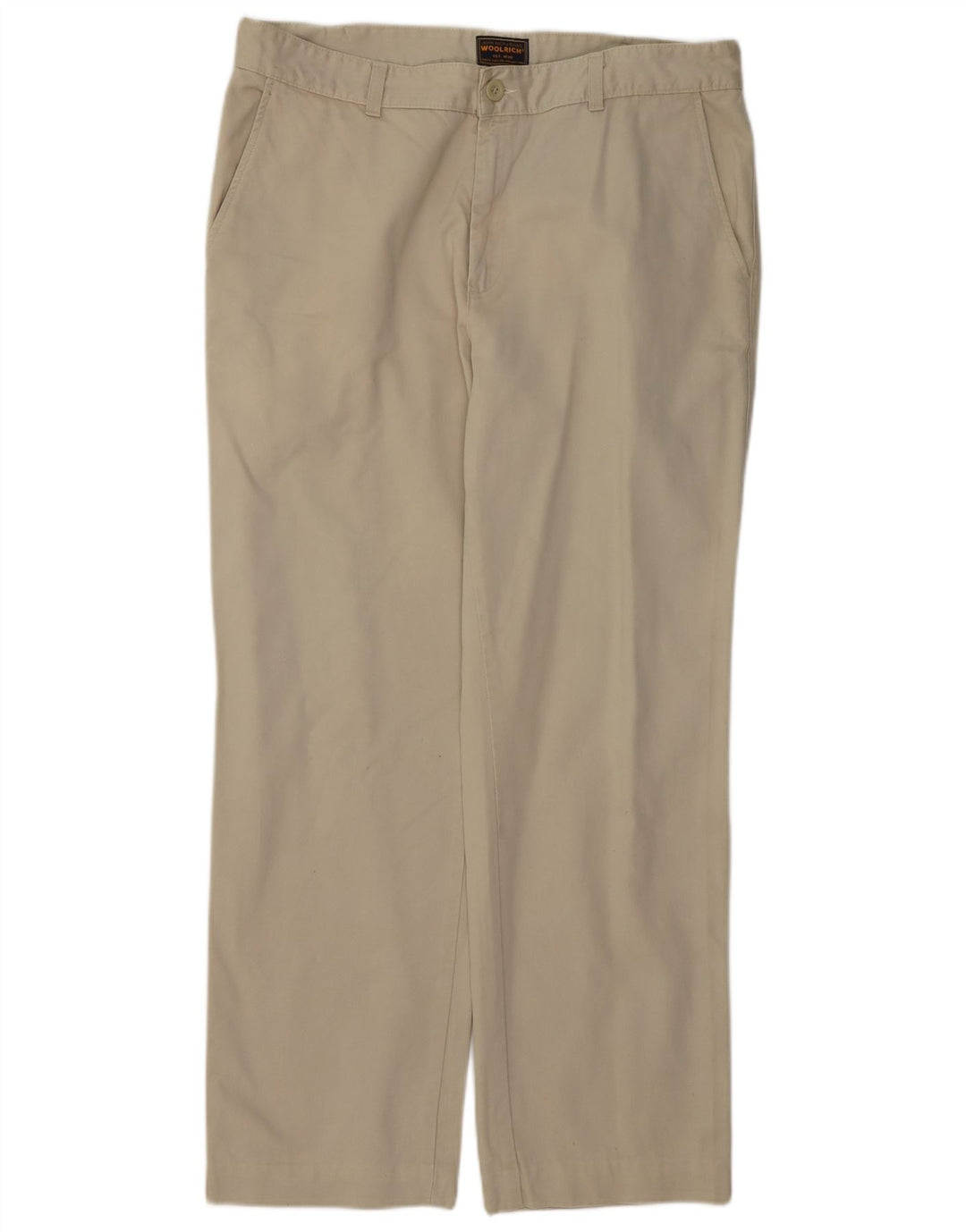 Woolrich Mens Straight Chino Trousers W36 L29 Beige Cotton