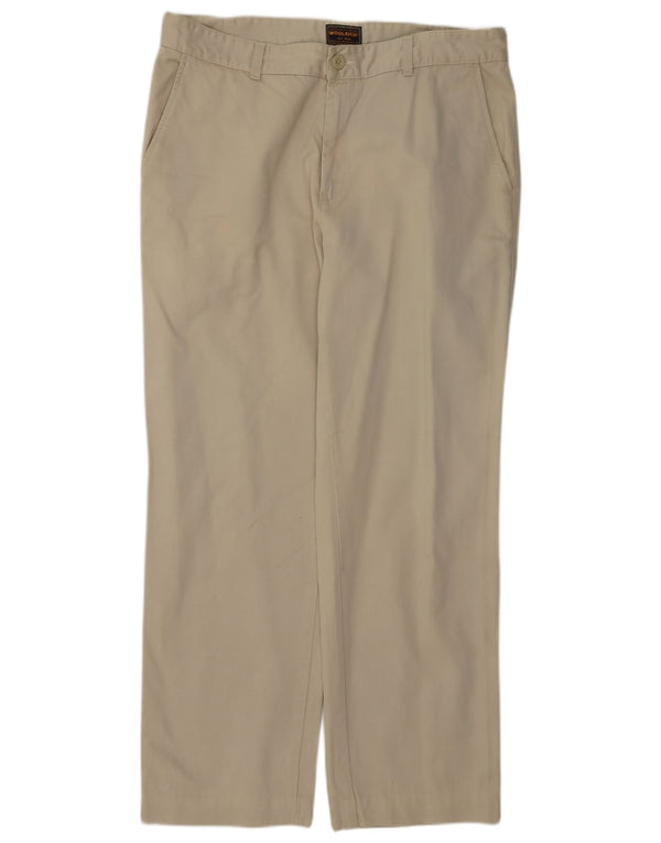 Woolrich Mens Straight Chino Trousers W36 L29 Beige Cotton
