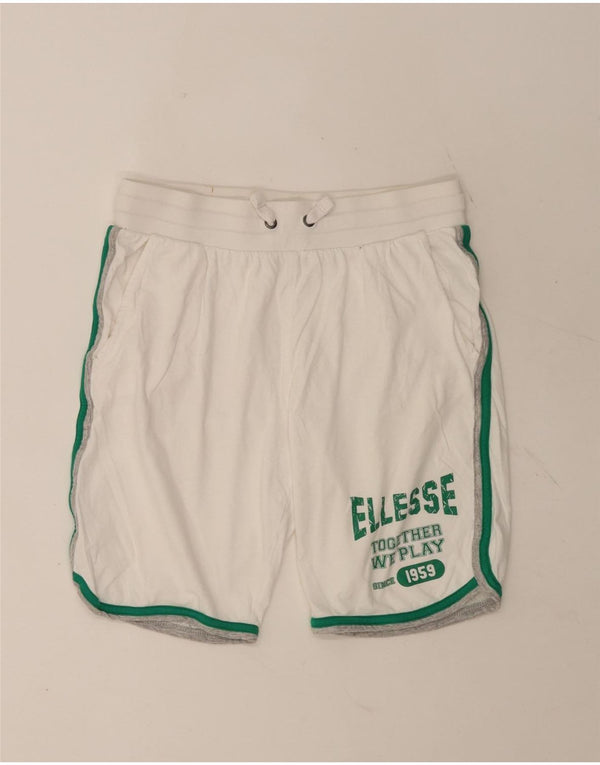 Ellesse Womens Graphic Sport Shorts UK 8 Small  White Striped Cotton