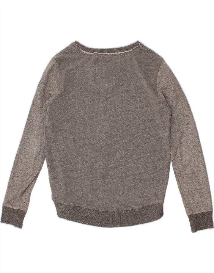 SUPERDRY Womens Oversized Graphic Sweatshirt Jumper UK 10 Small Grey Vintage Superdry and Second-Hand Superdry from Messina Hembry 