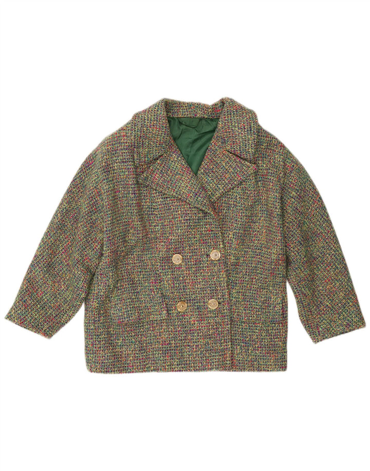 VINTAGE Womens 3/4 Sleeve Overcoat UK 18 XL Multicoloured Flecked