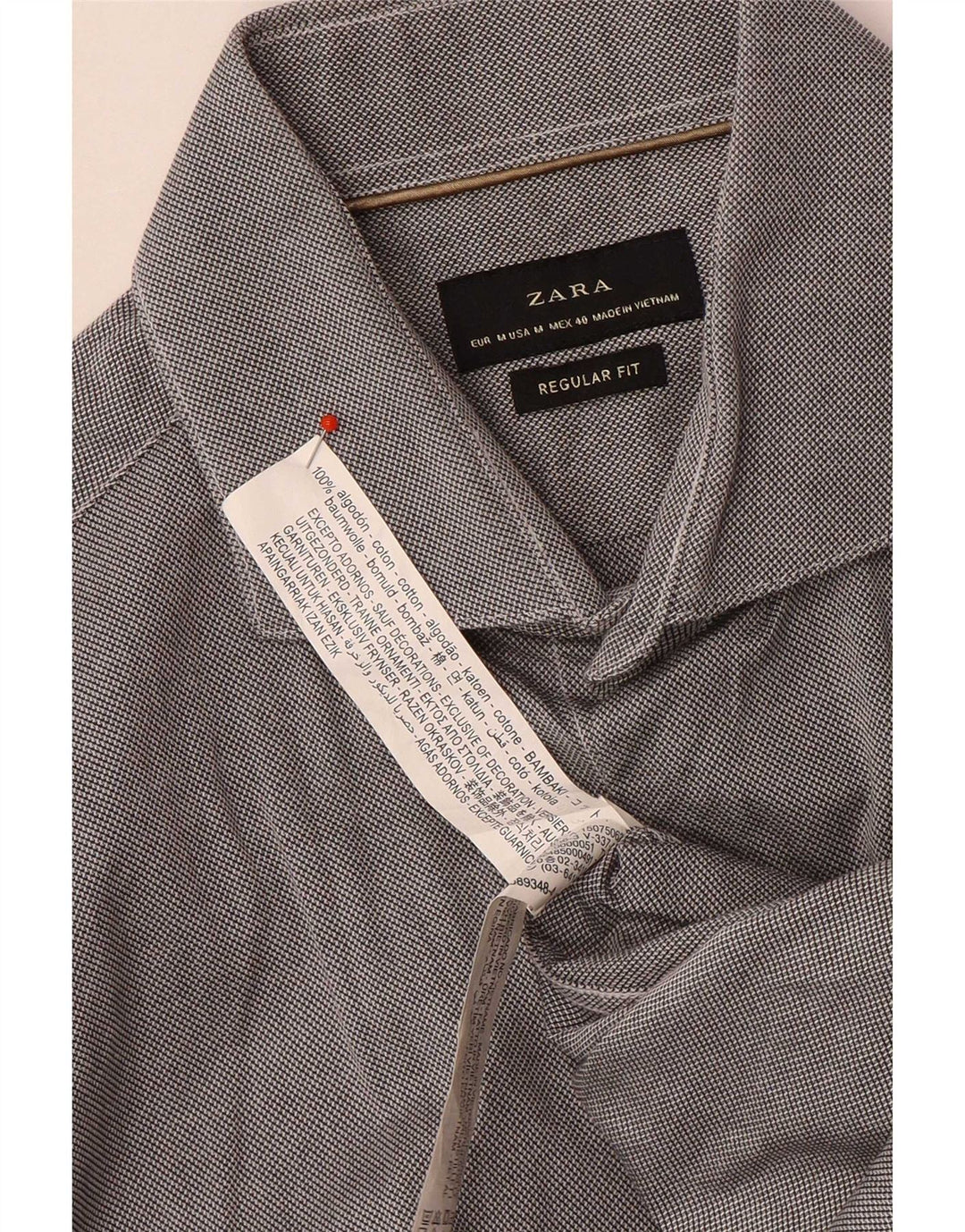 Zara Mens Regular Fit Shirt Medium Grey Cotton