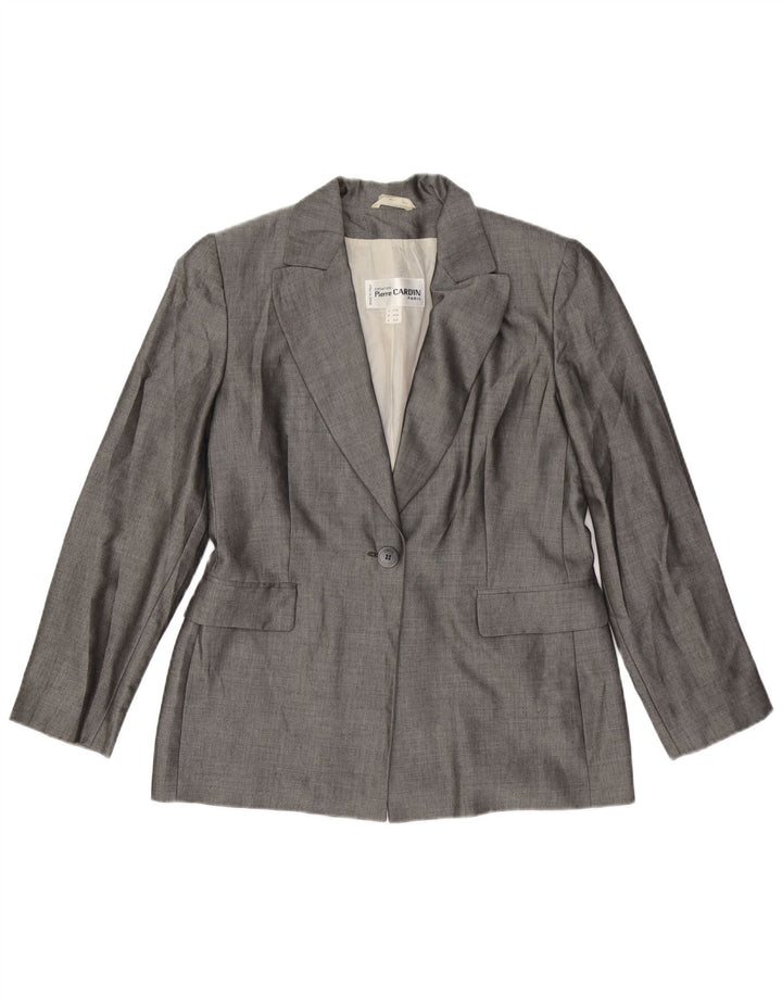 PIERRE CARDIN Womens 1 Button Blazer Jacket IT 44 Medium Grey Viscose