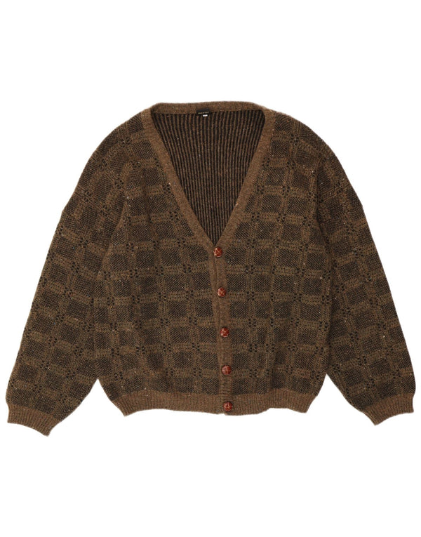 Viky Tricot Mens Cardigan Sweater IT 52 Large Brown Geometric