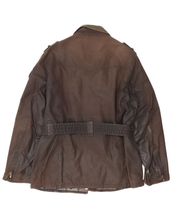 Barbour Womens Military Waxed Cotton Jacket UK 14 Large Brown