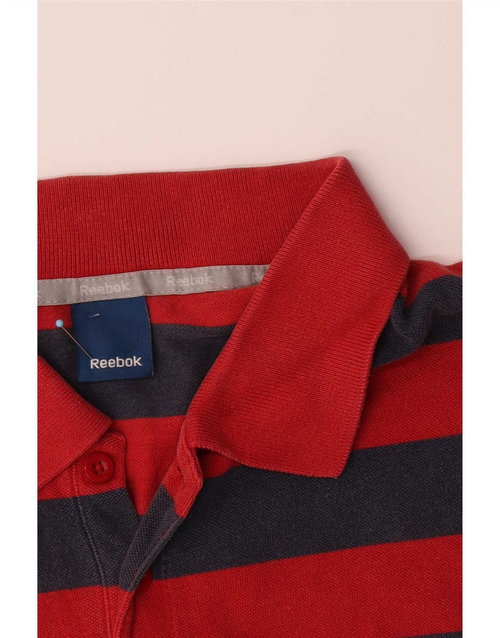 Reebok Mens Polo Shirt Large Red Striped Cotton