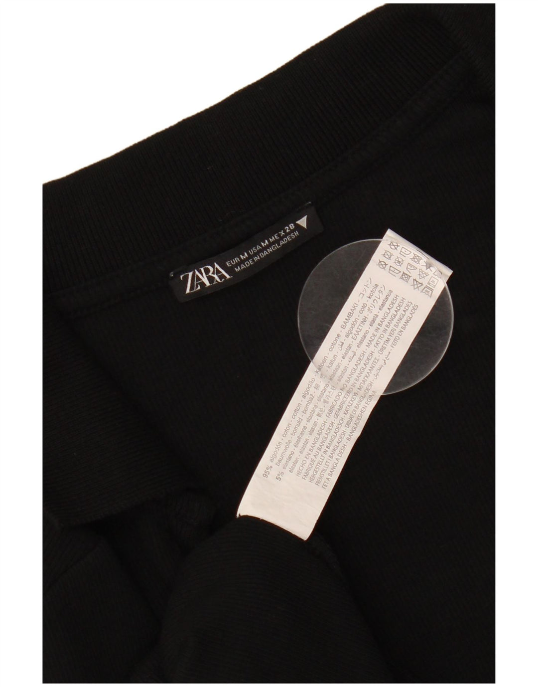 ZARA Womens Long Sleeve Polo Dress UK 12 Medium Black Cotton