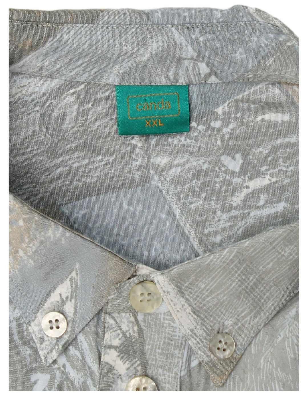 CANDA Mens Abstract Pattern Short Sleeve Pullover Shirt 2XL Blue Viscose