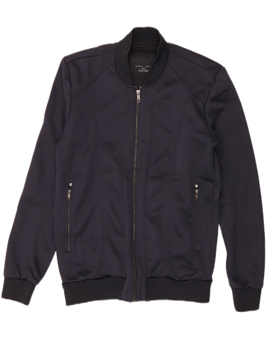 Zara Mens Bomber Jacket UK 42 XL Navy Blue