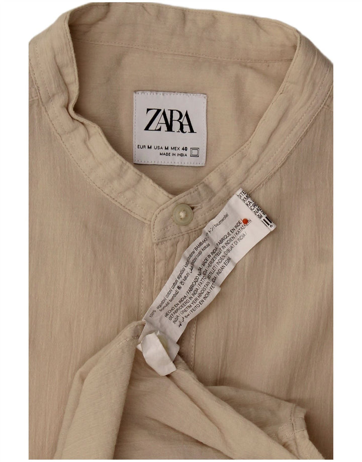 ZARA Mens Shirt Medium Beige Cotton