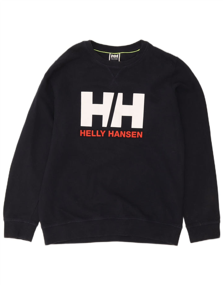 HELLY HANSEN Mens Graphic Sweatshirt Jumper XL Navy Blue Cotton