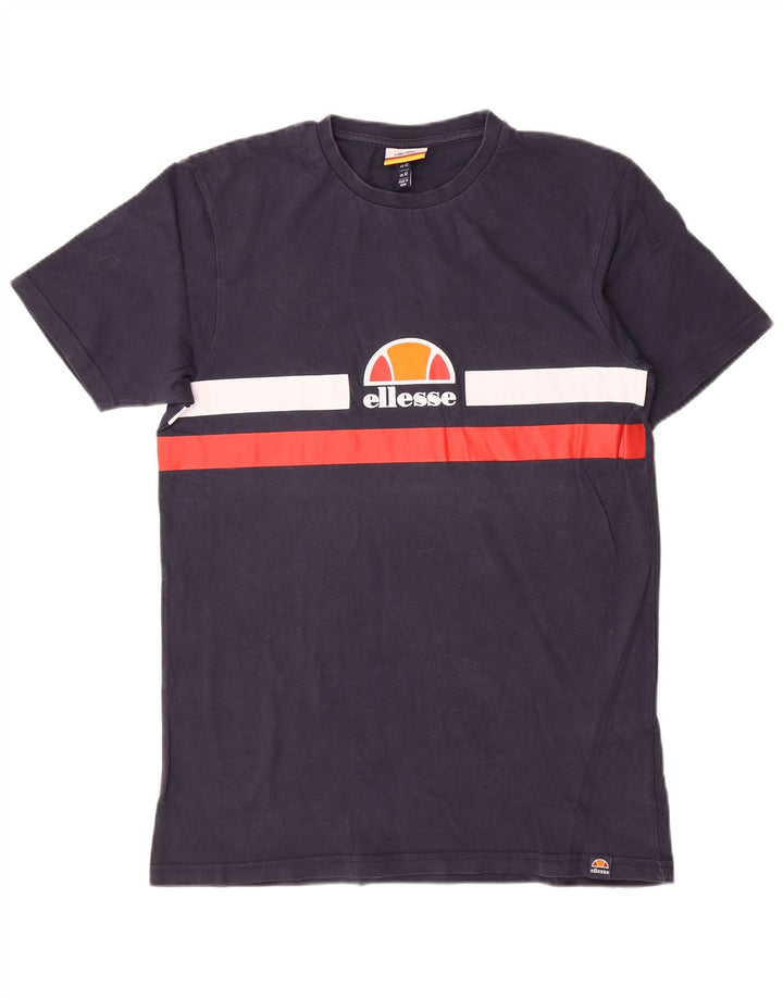 Ellesse Mens Graphic T-Shirt Top Medium Navy Blue Cotton