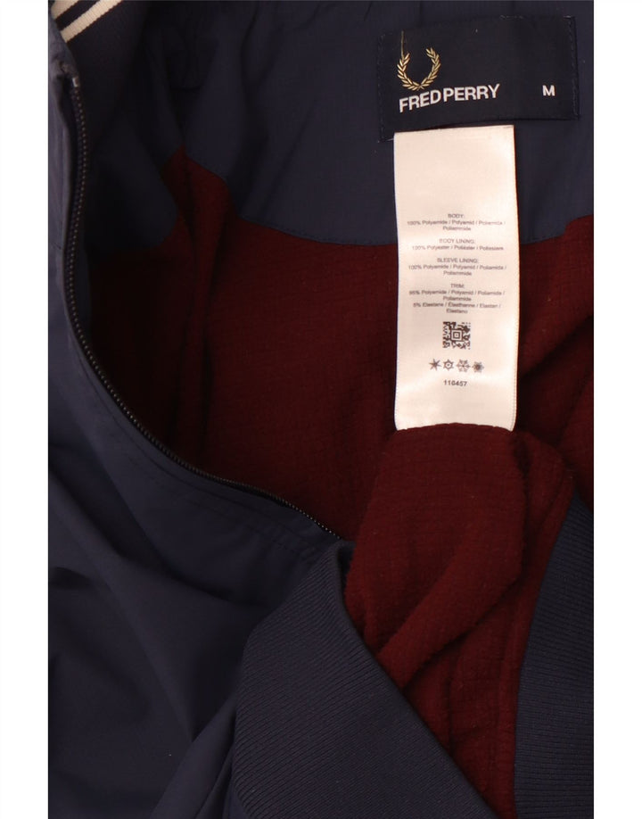 FRED PERRY Mens Bomber Jacket UK 38 Medium Navy Blue Polyamide