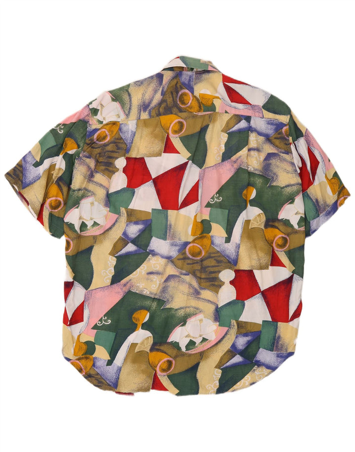 Vintage Mens Short Sleeve Shirt Medium Multicoloured Geometric