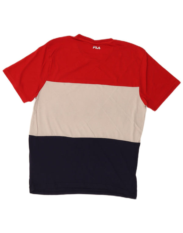 FILA Mens Graphic T-Shirt Top Medium Multicoloured Colourblock Cotton