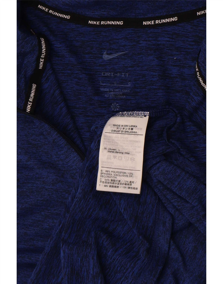 Nike Mens Dri Fit Zip Neck Pullover Tracksuit Top Large Blue Flecked