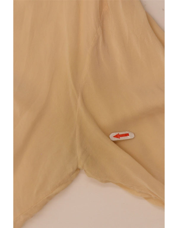 Vintage Womens Shirt Blouse UK 18 XL Beige Silk