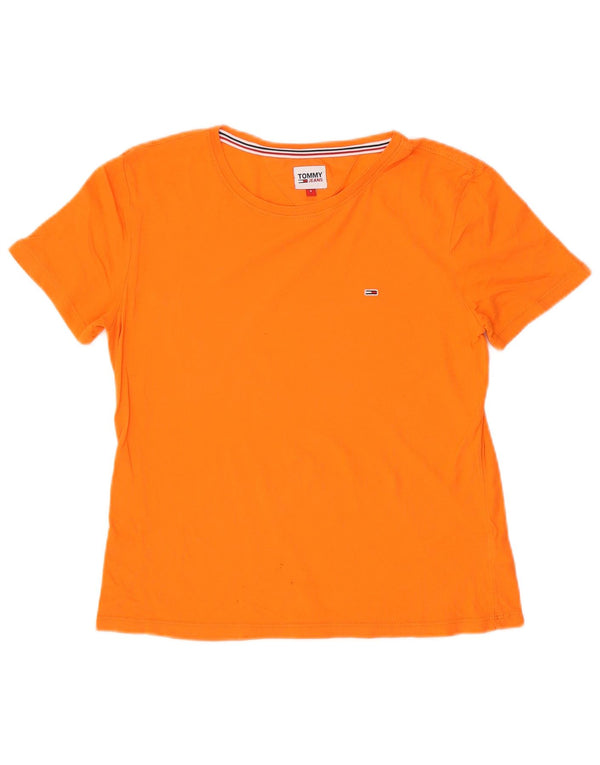 Tommy Hilfiger Womens T-Shirt Top UK 10 Small Orange Cotton