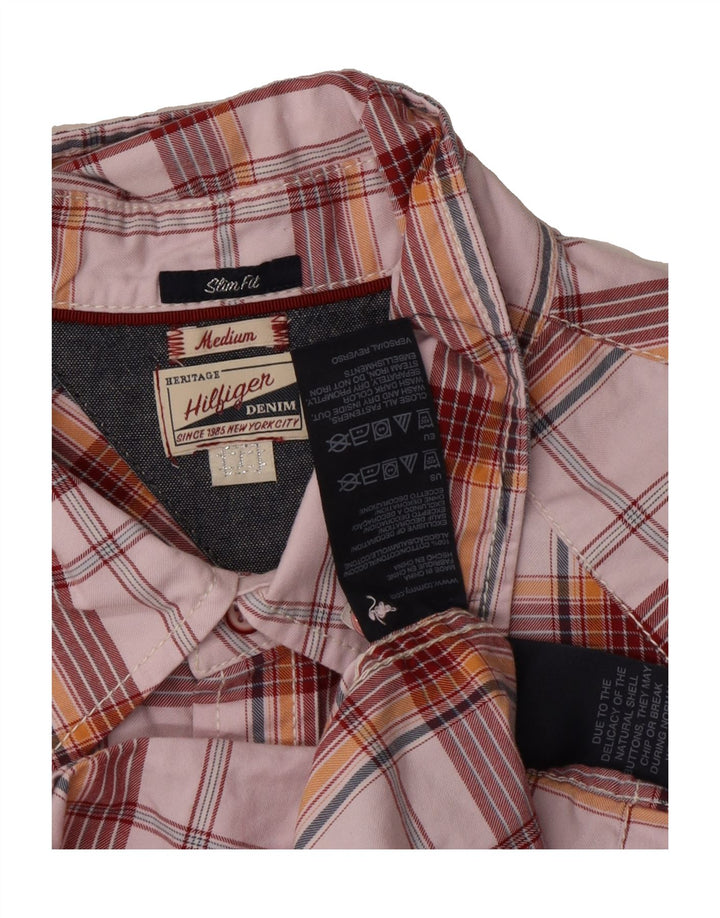 TOMMY HILFIGER Mens Heritage Graphic Flannel Shirt Medium Pink Check Vintage Tommy Hilfiger and Second-Hand Tommy Hilfiger from Messina Hembry 